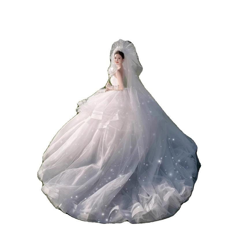 2025 New Clothing Mori Lawn Sweet Tube Top Trailing Mesh Wedding Dress