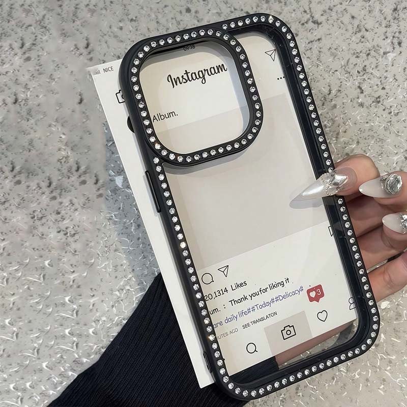 Luxus Strass Glitzer Diamant Handyhülle Für 17 16 15 14 13 12 11 Pro Max 16 Plus 16e 17 Air Stoßfester Bumper Cover iPhone 14 Plus schwarz