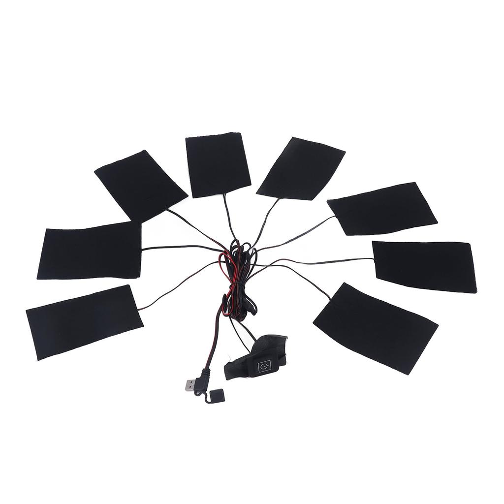 8 In 1 Electric Heating Pads 3 Gears Waterproof Carbon Fiber Heater Sheet USB Powered Clothes Vest