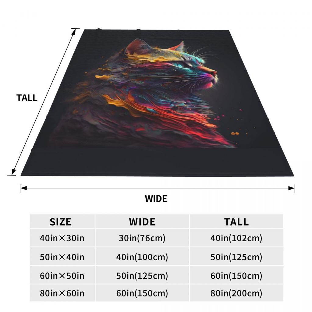 Abstract Cat Soft Durable Blanket Colorful Splash Print Camping Throw Blanket Autumn Custom DIY Flannel Bedspread Sofa Bed Cover