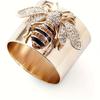Elegant Bee Ring for Women, Gold-Tone Alloy with Synthetic Cubic Zirconia, Fashion Wide Band, Perfect for Daily Wear & Parties, Ideal Valentine'S Day