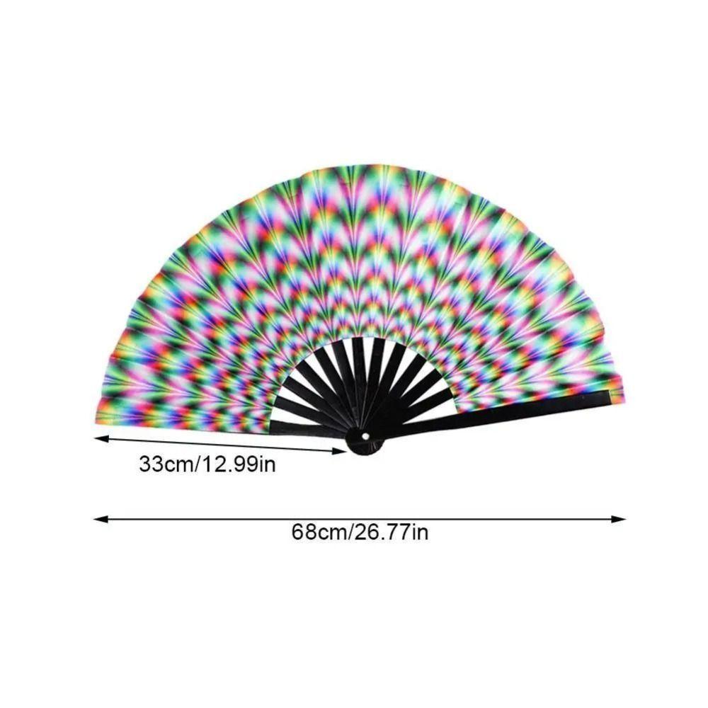 Fans with Lights Large Folded Hand Fan Folding Large Foldable Handheld Rave Fan 33cm Colorful Rainbow Folding Fan Dance
