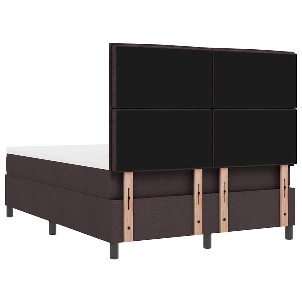 Box Spring Bed with Mattress Dark Brown 140 X 200 Cm Fabric