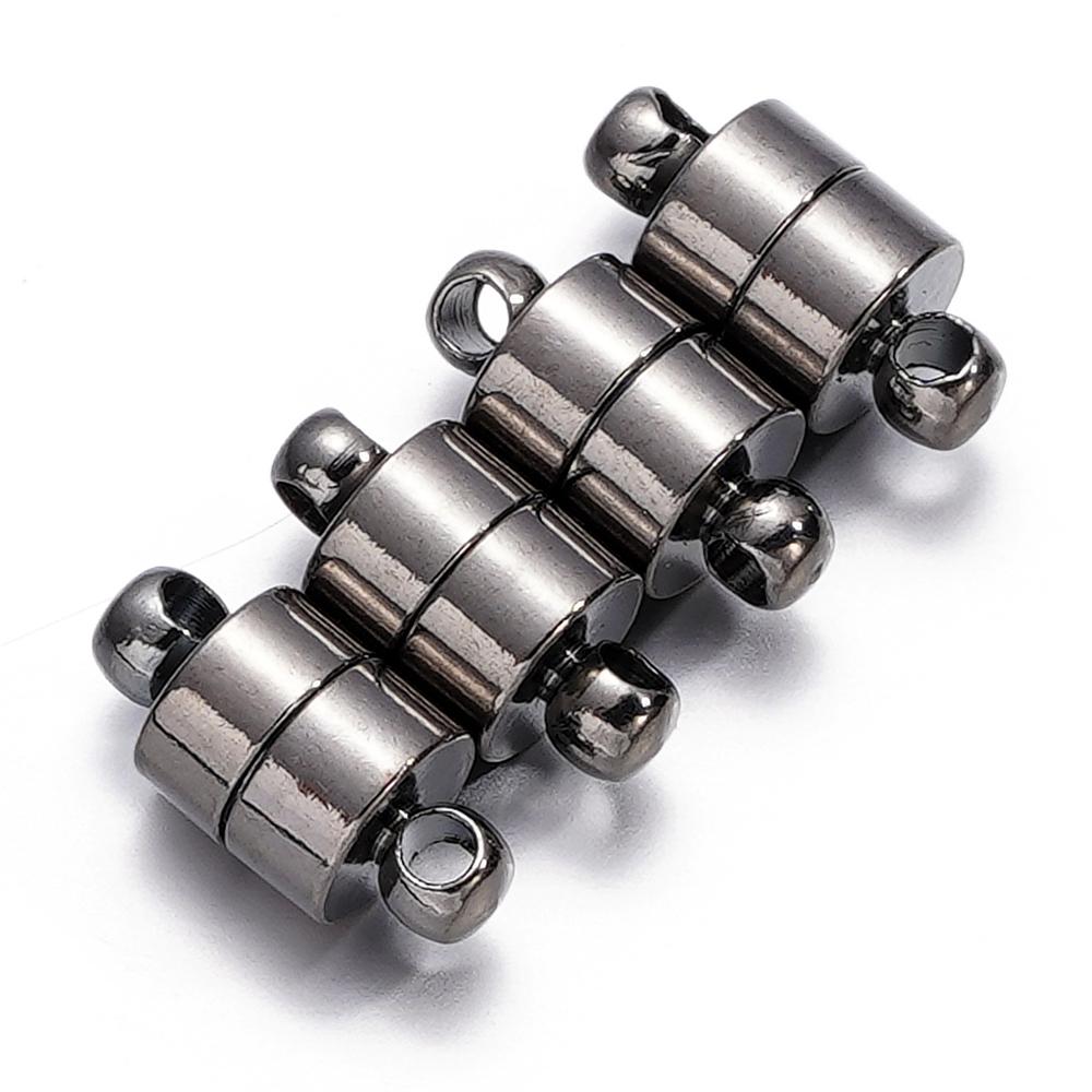 5Sets Round Strong Magnetic Clasps Fit Bracelets Necklace Rhodium End Clasp Connectors for Makings Leather Bracelet Jewelry