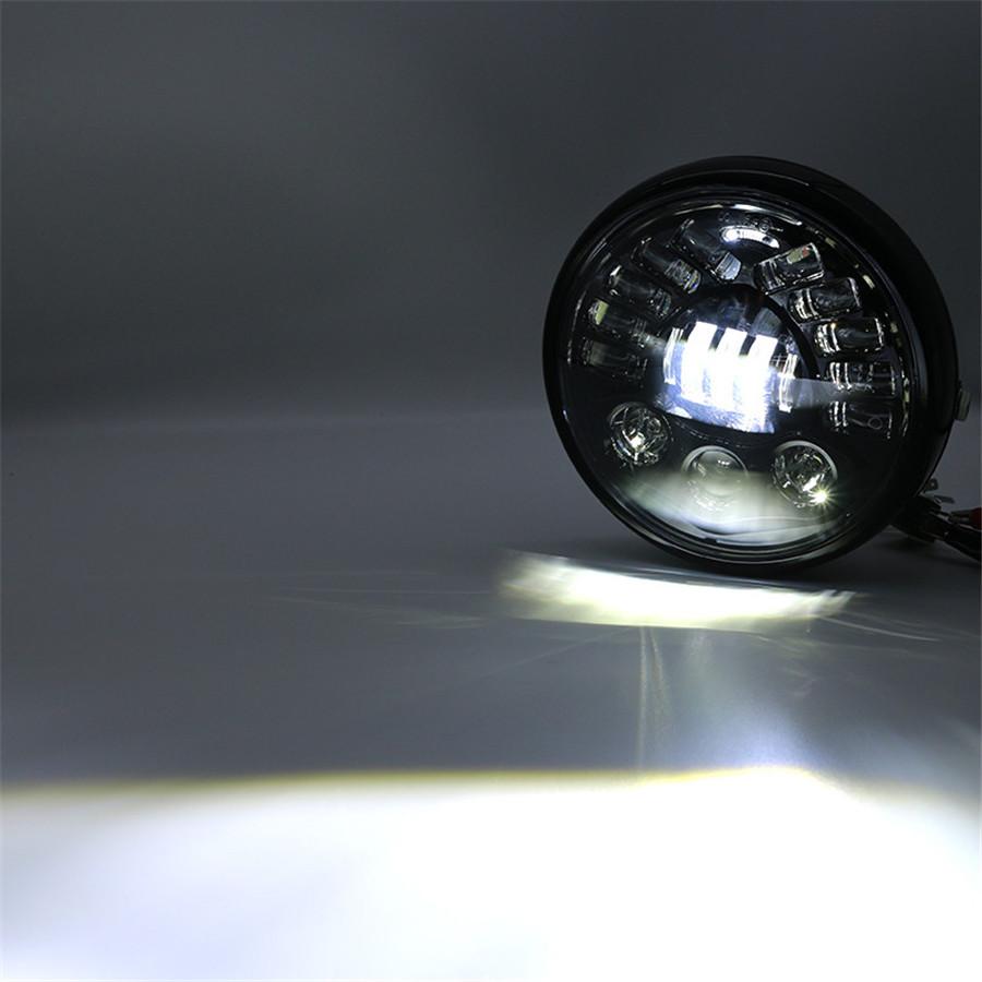 7 Inch Round LED Headlight with Headlight Shell Housing Hi/Lo Beam Projector Motor 7" Round Headlamp