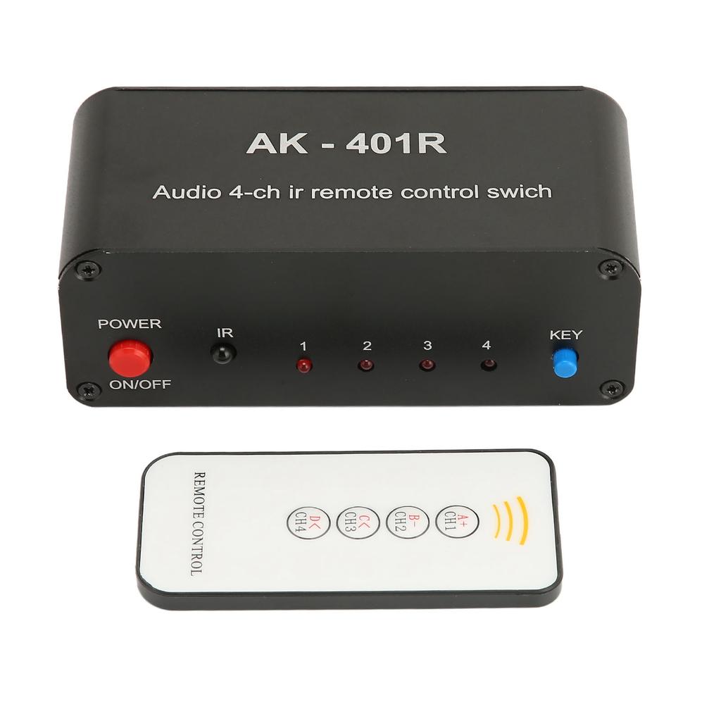 4 Way RCA Switcher Multifunctional 4 In 1 Out RCA Stereo Switch Selector with IR Remote Control for