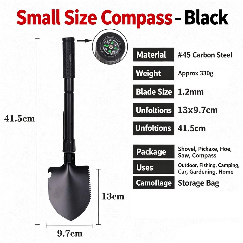 Multifunctional Folding Shovel Portable Outdoor Camping Garden Fishing Spade Emergency Survival Adventure Equipment