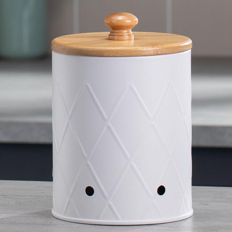 Reticulated kitchen bamboo cover fresh-keeping bucket black potato onion garlic storage box metal potato storage jar