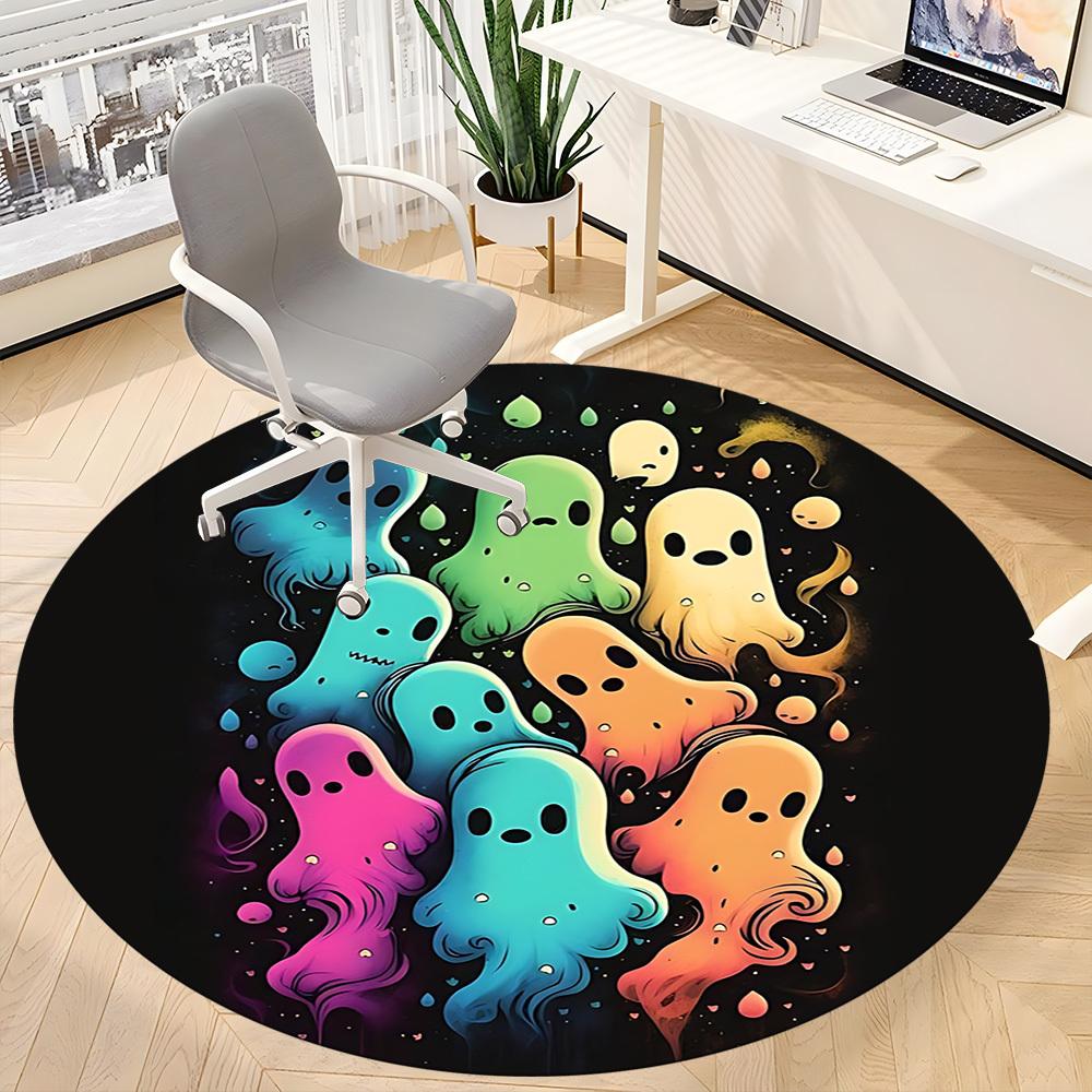 1pc Ghostly Colors Office Round Area Rug, Indoor Mat Suitable For Office, Under Office Chairs Bedroom Living Room Home Decor, Room Deco
