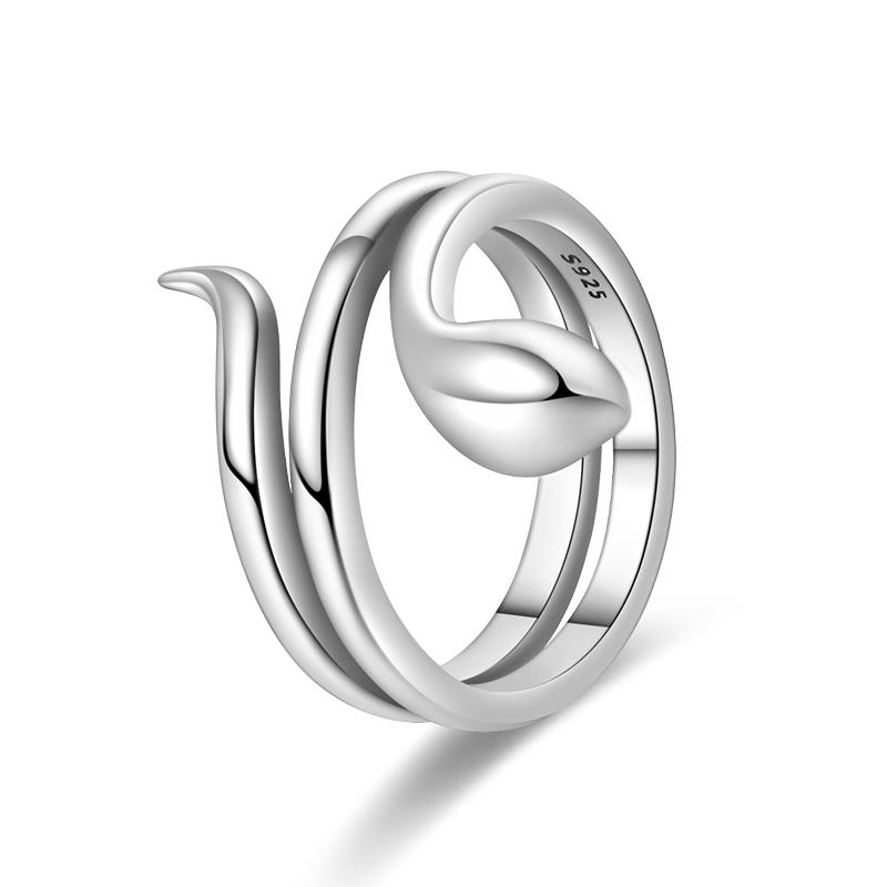 

Charms Snake Rings 925 Silver Color for Women Men Chinese Zodiac Snake Size 7-9 Irregular Rings Fine Jewelry Anniversary Gift 9