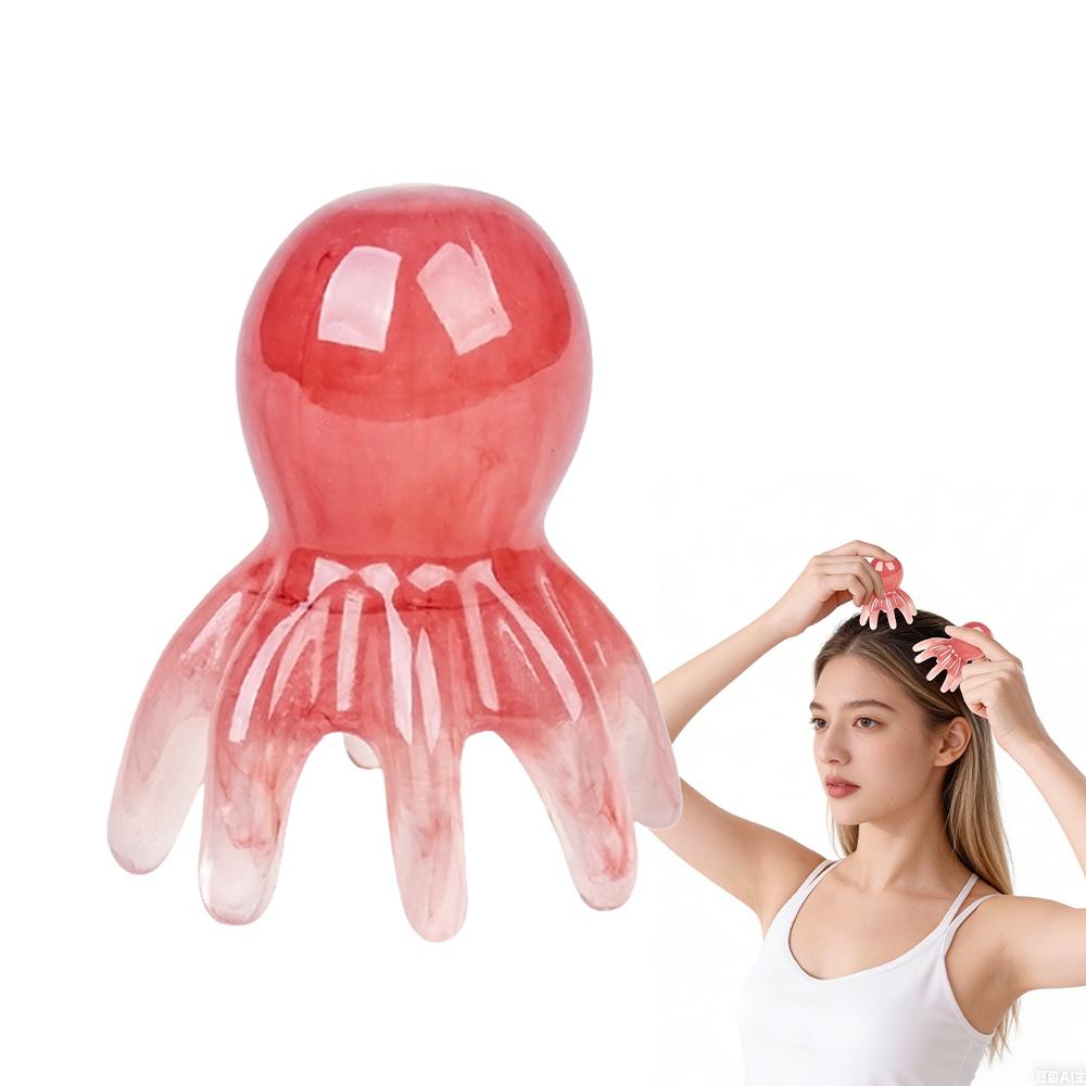 Resin Octopus Head Massager Comb Head Meridian Manual Acupressure Tool Portable Spa Gua Sha Massage Comb