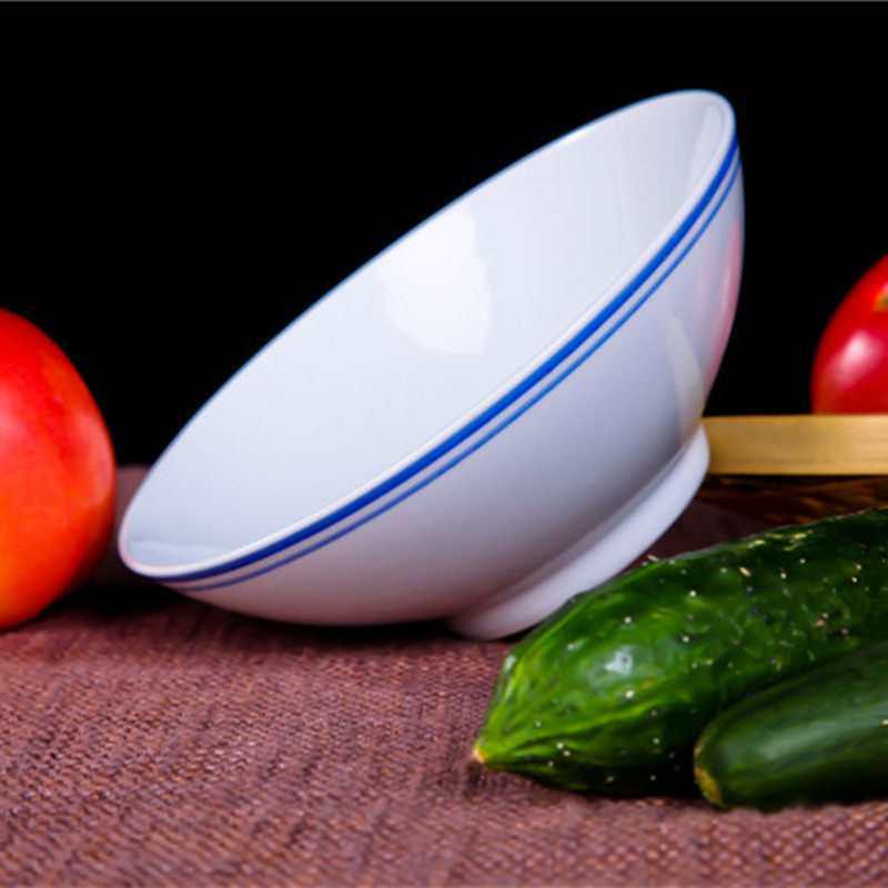 Винтажная керамическая миска с синим ободком - Многоцелевая для супа, лапши, риса или соевого молока