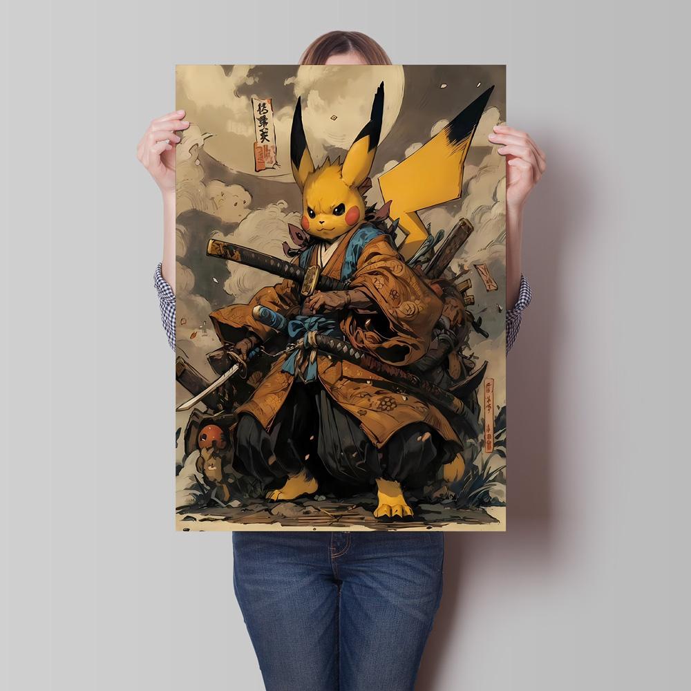 Japanese Classic Anime Pokemon Pikachu Retro Canvas Poster Prints Cartoon Picture Home Children's Room Decoration Holiday Gift