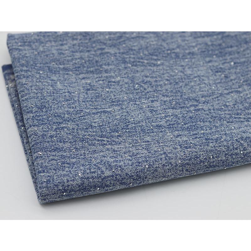 Washing Denim Fabric with Shiny Diamonds Thick By The Meter for Dress Bags Jeans Diy Sewing High Grade Cloth Soft Black Blue