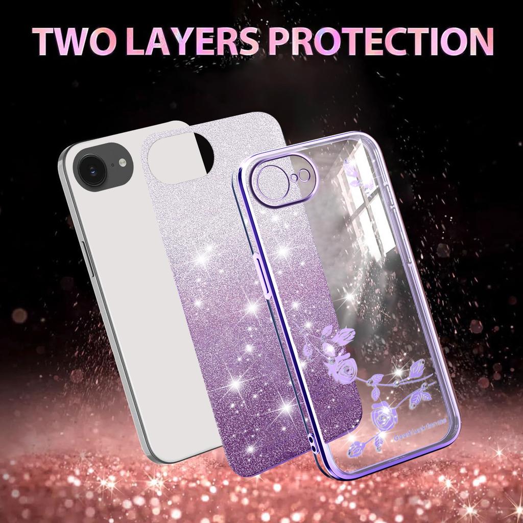 KADEM Für iPhone 16e Hülle Blume TPU Flexibel Farbverlauf Handyhülle