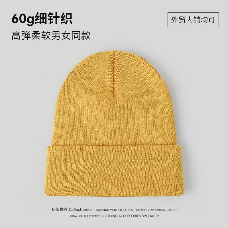 Solid Color Knitted Hat Printing O Autumn and Winter Warm and Cold-proof Versatile High Elastic Sleeve Cold Hat Man