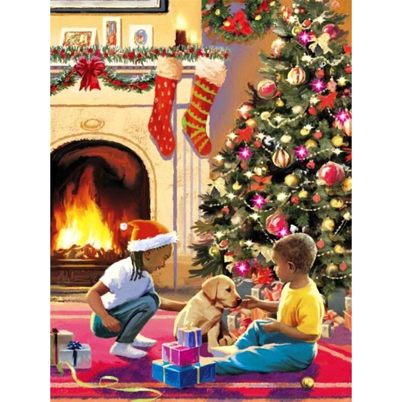 5D DIY Diamond Paint Cartoon Dětská sada křížkového stehu Celá kulatá vyšívání Mozaika Umělecký obrázek Kamínkového vánočního dárku