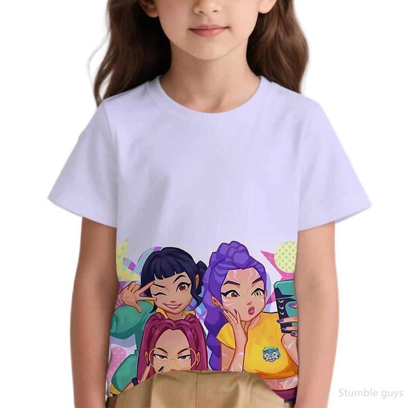

3D KPop Demon Hunters Kids T-shirt 3-14 Years Boys Clothes Girls Summer Casual 100