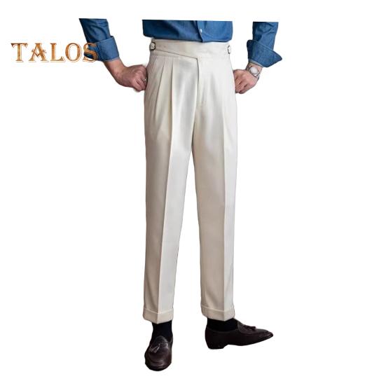 Pantalon de costume pour homme, fermeture éclair, taille réglable, coupe droite, style anglais, couleur unie, ample, formel, style professionnel, tenue de bureau