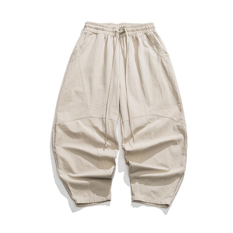 Men Spring Loose Harem Pants Chinese Style Oversize Linen Pants High Quality Casual Cotton Pants Male Soild Color Trousers