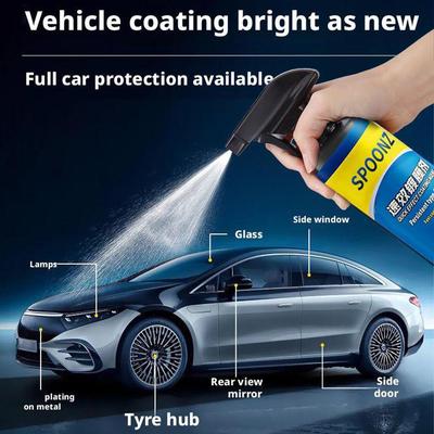 Sprej na lak pro vozidla Keramický sprejový povlak pro automobily 500 ml Rychlý efekt Vosk na škrábance Leštidlo Mytí bez vody Olejový film Sklo