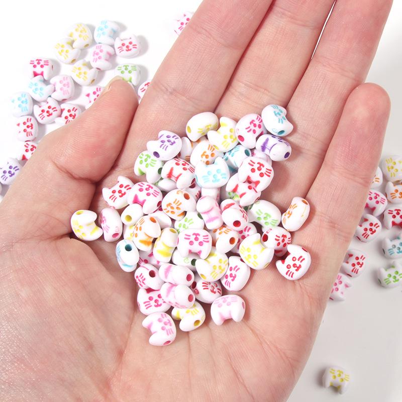Colorful Cartoon Cat Beading DIY Phone Chain Spacer Beads Accessories   