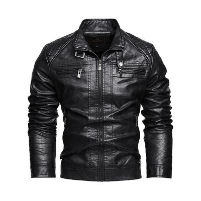 Men's Style Personalized Trendy Pocket Pu Leather Jacket Trendy Men's Leather Jacket