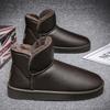 Leder-Schneestiefel für Paare Winter Warmhalten Stiefeletten Trendig Allround Anti-Rutsch Dick Plüschstiefel für Herren Baumwollschuh Slipper