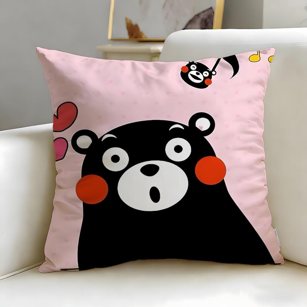 Classic Cartoon Character Kumamon Cushion Cover Soft & Easy-Wash Pillow Case – Versatile For Couch, Bed, Travel And Office
