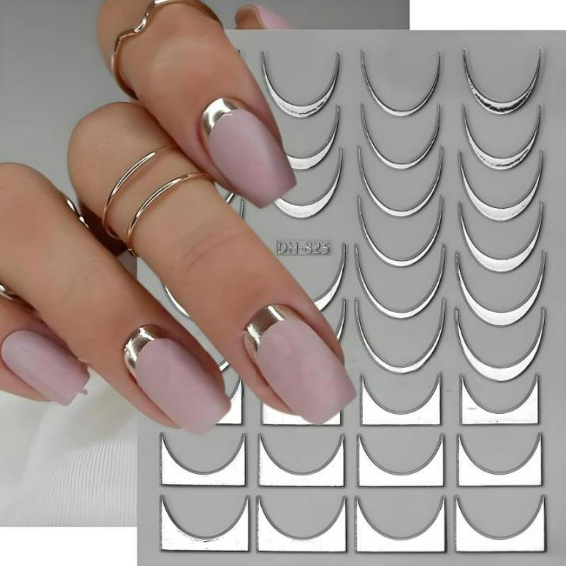 Metall Spiegel Nagel Aufkleber Gold Silber Nail Art Aufkleber bunte Slider Maniküre Dekor Nagel DIY