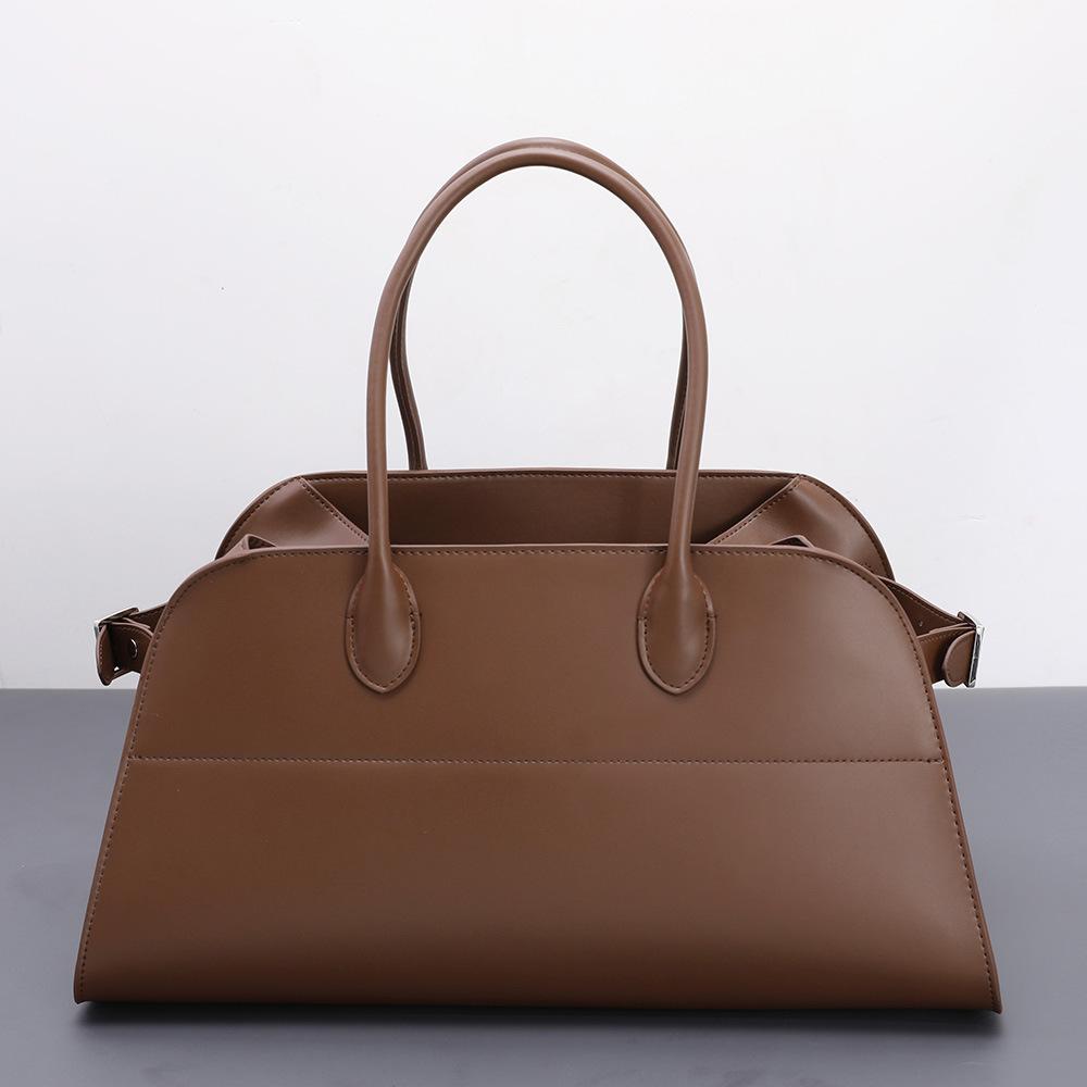 

Нишевая кожаная минималистичная сумка-мессенджер в стиле старых денег, женская сумка через плечо из коровьей кожи, большая сумка-тоут кофейный