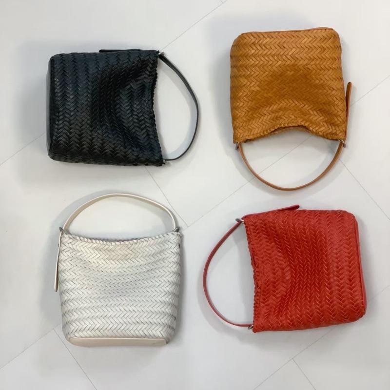 Summer Genuine Leather Women's Bag Handcrafted High-end Woven Single-shoulder Bucket Bag