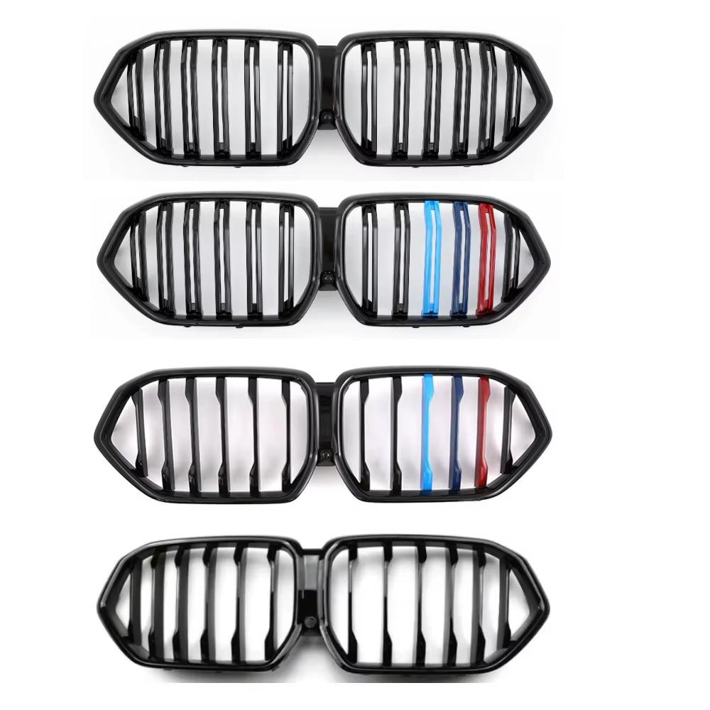 Compatible Gloss Black Tricolor Front Grille Stripe for BMW X6 G06 2019-2023, Single & Double Line Models