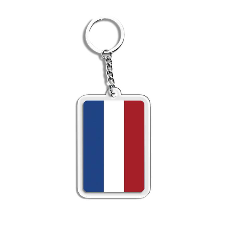 Acrylic Keychain Country Flags Collection United States Spain Russia France For Car Key Bag Gift Souvenir