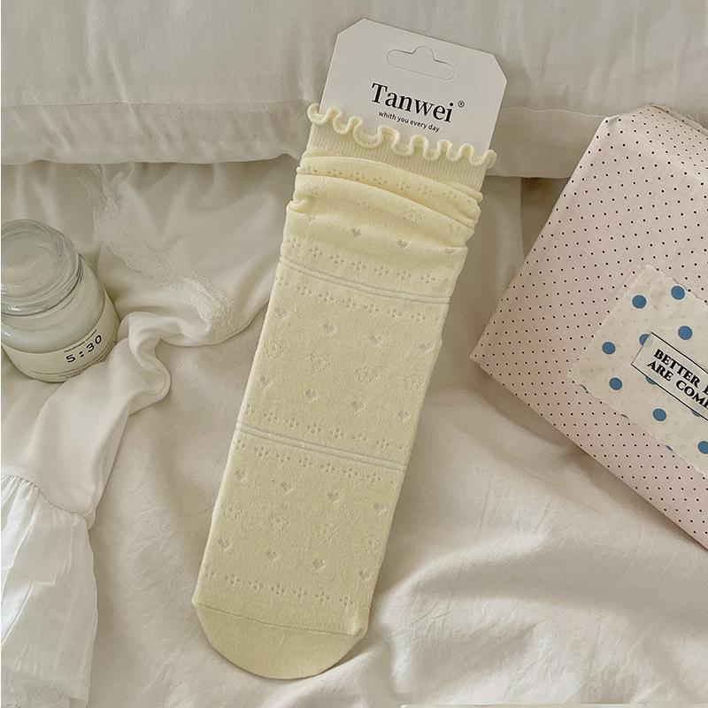 

Легкие детские носки на весну и лето, милые, из дерева, для мочек ушей, до середины икры, с отверстием в форме сердца и однотонные - Универсальные носки для многослойного ношения 1 pair жёлтый