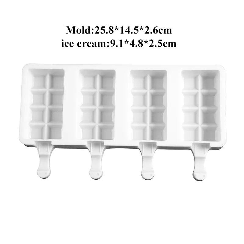 Silicone Ice Cream Mould Ice Cube Tray Popsicle Barrel Diy Mold Dessert Ice Cream Mold with Popsicle Stick