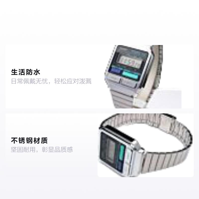 Casio VINTAGE Series-A100 Life Waterproof Quartz Movement Stainless Steel Strap Japanese and Korean Watch Uniform for Men and Women Gray A120WE-1A