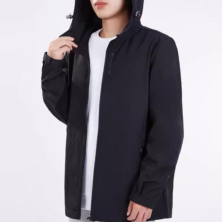 Li-Ning Solid Color Zip-Up Hooded Jacket Men jackets Black AFDT941-1