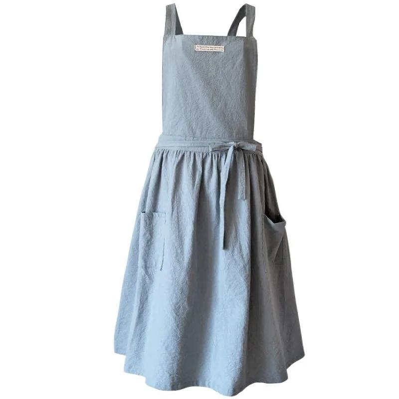 Cotton and Linen Sleeveless Apron Kitchen Cooking Cloth Adult Cute Pinafore Anti-fouling Aprons Kitchen Sarong