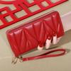 Solid Color Lady Wallet Long Quilted Clutch Bag Fashion Women's Wallet  Card Holder