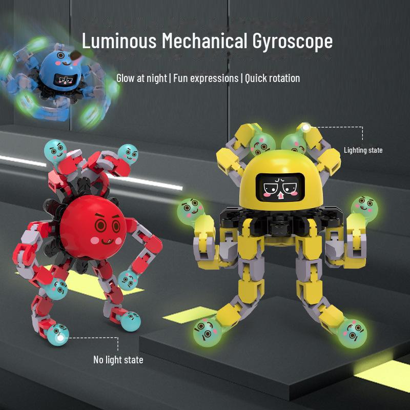 Luminous Rotating Gyroscope Finger Toy: Deformable Stress-Relief Robot