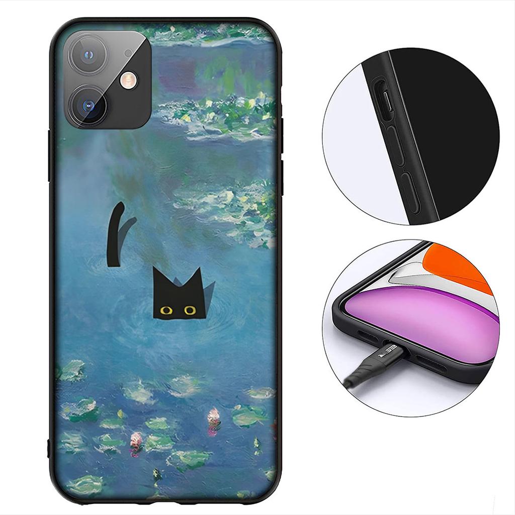 Claude Monet Impressionism Waterlily Cat Phone Cover for Samsung Galaxy S25 Edge S24 S23 FE Plus Ultra A16 A15 A55 A57 5G Case