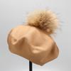 Vinter Baret Hat Med Faux Pelsbold Uldstrikket Hue Mænd Kvinder Trendy Maler
