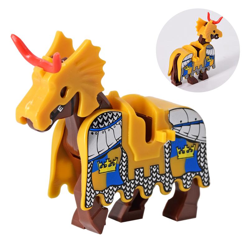 Jednotlivě prodávaný středověký rytíř římský válečný kůň Rohan zvíře stavebnice akční figurky DIY hračky pro děti dárky