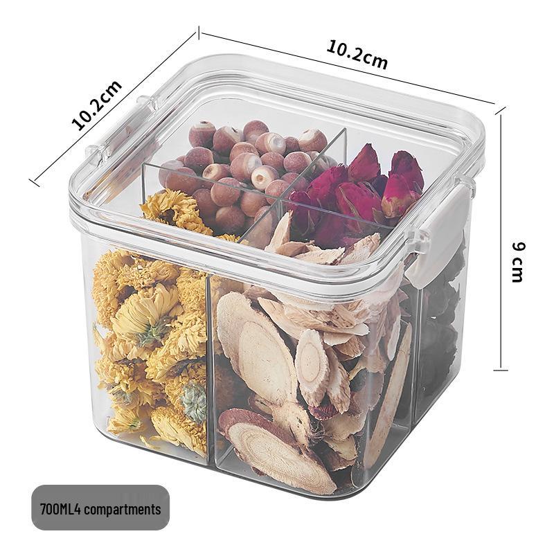 Floral Square Tea Box 460ml with Four Airtight Food-Grade Plastic Compartments