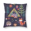 Woodland Animals Campout Square Pillowcase Polyester Linen Velvet Creative Zip Decor Pillow Case Car Cushion Case 18"