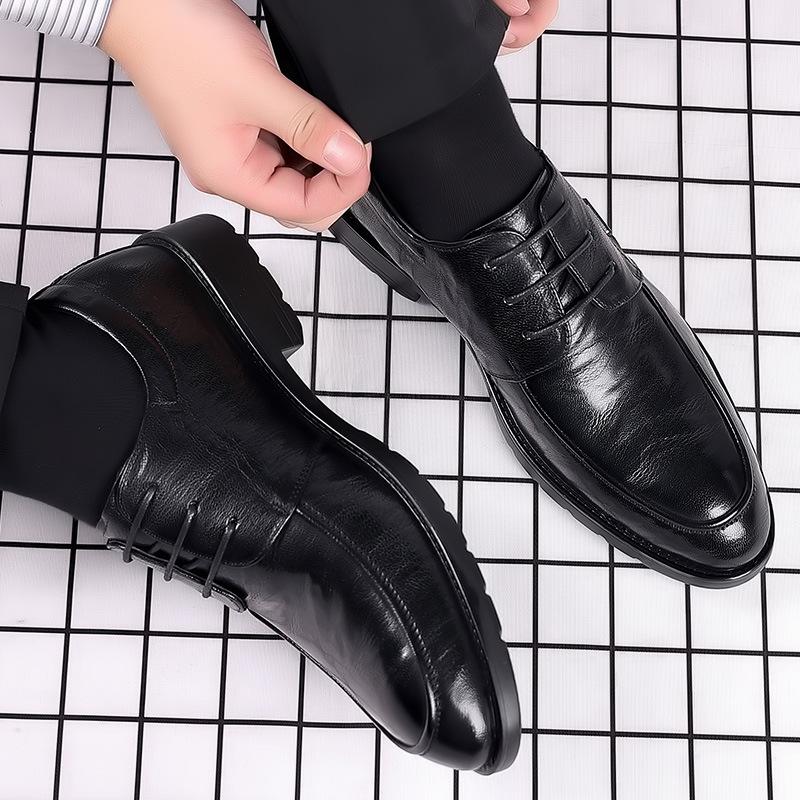 Läderskor Herr Business Formell Klädsel Casual Andningsbar Nappaskinn Koreansk Version Ungdom Arbete Brudgum Bröllop Läderskor