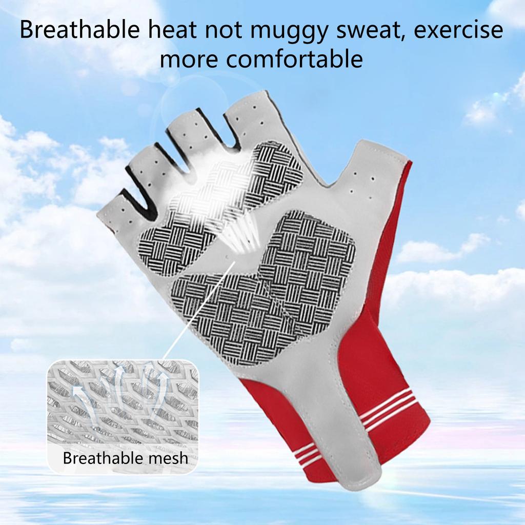 Half Finger Cycling Gloves Mounting Bike No-Slip Shock Absorbent Palms Grip Wicking Lightweight Nylon Compression Gloves