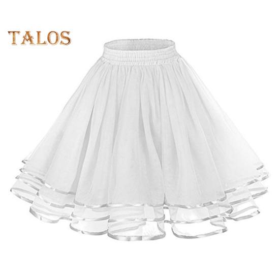 Mesh Tulle Skirt with Elastic Waistband Solid Color Three-Layered Princess Skirt Cosplay Weddings Parties Knee-Length Skirt
