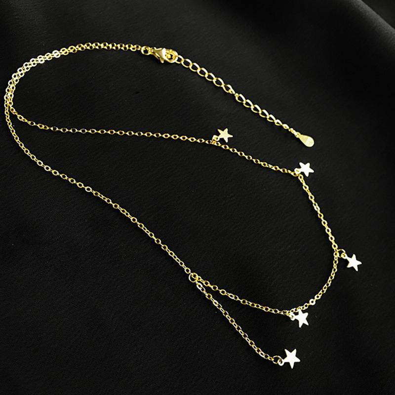 ANENJERY Halskette mit Stern-Quasten-Anhänger für Damen, schlichtes, kurzes Halsband-Zubehör